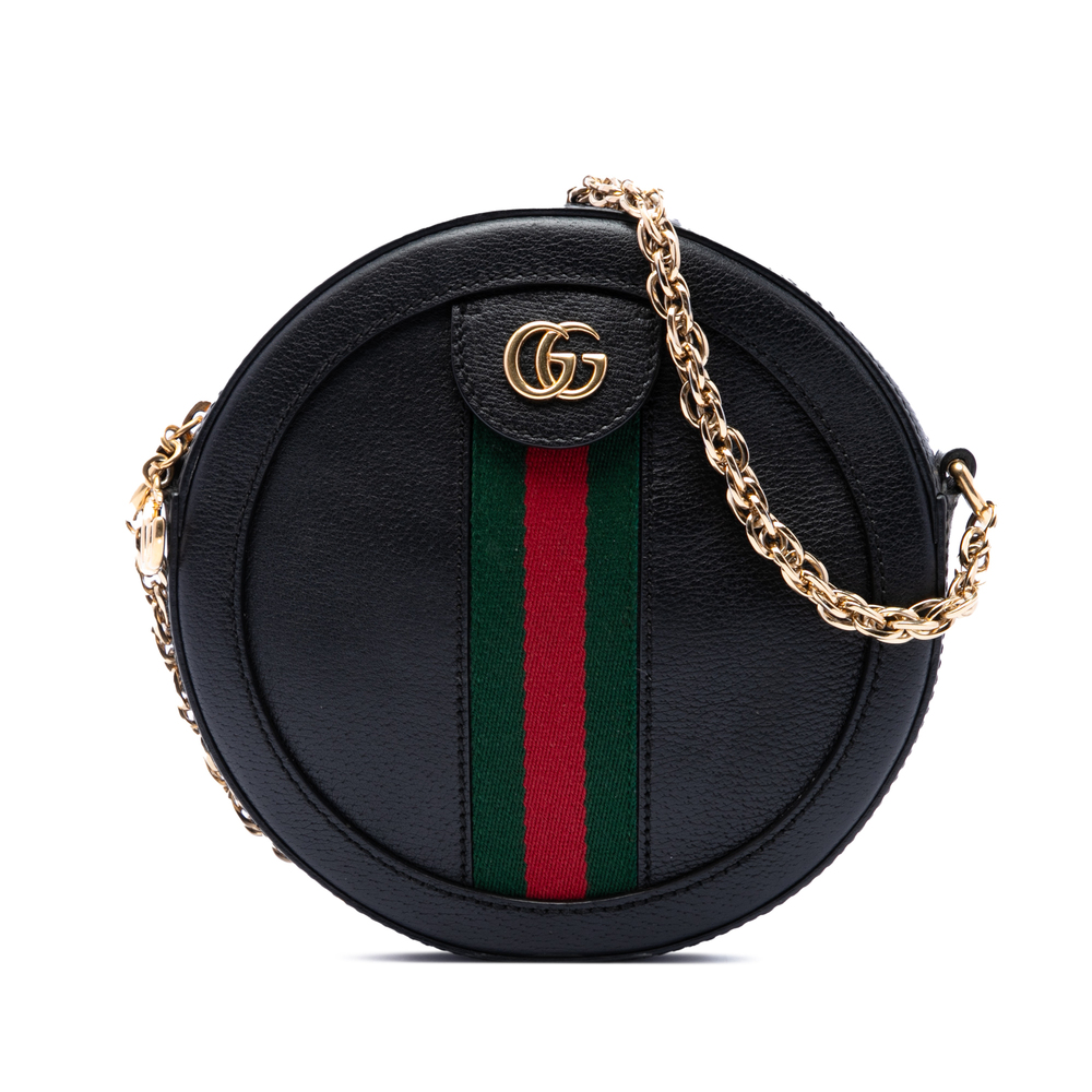 Pre-Loved Gucci Mini Calfskin Web Ophidia Round Crossbody